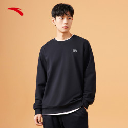 anta安踏休闲针织卫衣男女同款春季黑色打底衫美拉德穿搭上衣