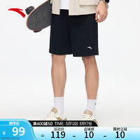 安踏（ANTA）短裤男夏季针织透气薄款休闲跑步潮流运动五分裤外穿男裤 基础黑-3 XL(男180)