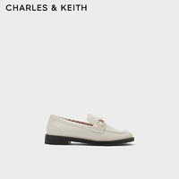 CHARLES&KEITH24春季质感马衔扣饰英伦乐福鞋单鞋子女鞋女士CK1-70900505 粉白色Chalk 37