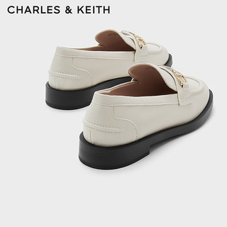 CHARLES&KEITH24春季质感马衔扣饰英伦乐福鞋单鞋子女鞋女士CK1-70900505 粉白色Chalk 37