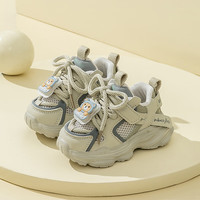 布拉米勒（BradMiller）小童机能鞋男春季2一3-4岁宝宝鞋子软底运动鞋春秋女童老爹鞋 F608卡其 单层  24码 内长14.5cm