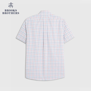 布克兄弟（BrooksBrothers）男士24早春修身版Supima棉免烫短袖正装衬衫 9003-红蓝格纹 14/H