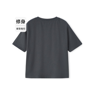 森马（Semir）短袖T恤女字母复古做旧2024夏季修身衣服时尚 褐灰20845 165/88A/L