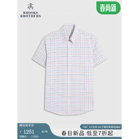 布克兄弟（BrooksBrothers）男士24早春修身版Supima棉免烫短袖正装衬衫 9003-红蓝格纹 16/H