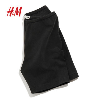 H&M【H2合作系列】女士短裤2024春水洗重磅机车短裤1226203 黑色 1
