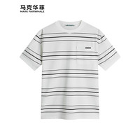 马克华菲【肌理感条纹】短袖T恤男2024春夏舒适休闲圆领T恤男士上衣 803本白 XXL