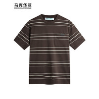 马克华菲【肌理感条纹】短袖T恤男2024春夏舒适休闲圆领T恤男士上衣 306棕色 L