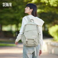 Semir森马双肩包男校园书包2024大容量通勤电脑包运动背包 灰绿色调00324 均码