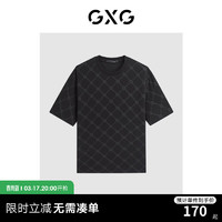 GXG男装 2024年夏季多色休闲潮流满印圆领短袖t恤男 黑色 190/XXXL