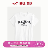 HOLLISTER24春夏美式宽松棉质圆领短袖图案T恤 女 KI357-3210 白色 XXS (160/80A)