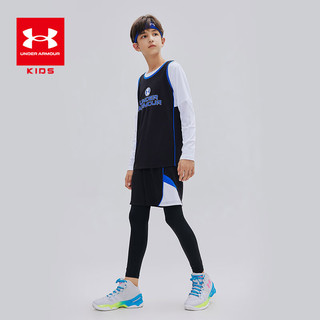 安德玛（Under Armour）童装儿童篮球套装秋速干透气吸湿排汗帅气男童运动装 黑色篮球两件套 140cm