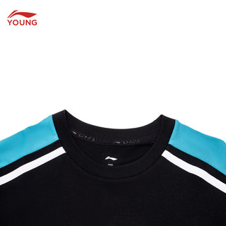 李宁童装儿童T恤男大童篮球系列冰感舒适宽松长袖文化衫YHSU001 黑色-3 175