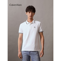 Calvin Klein Jeans24春夏男士撞色镶边短袖POLO衫J325370 YAF-月光白 XL