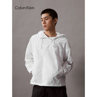 Calvin Klein Jeans24春夏男士简约印花可收纳户外运动连帽外套J325382 YAF-月光白 XL