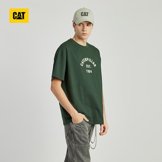 CAT卡特24春男士户外LOGO设计宽松短袖T恤 深绿色 XXXL
