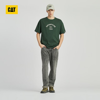 CAT卡特24春男士户外LOGO设计宽松短袖T恤 深绿色 XXXL
