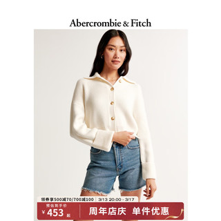 ABERCROMBIE & FITCH女装 24春美式时尚休闲洋气毛衣翻领气质针织衫KI150-4134 奶油白 XS (160/84A)