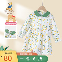 Classic Teddy精典泰迪女童连衣裙儿童公主裙中小童装春季裙子春装衣服 泰迪花朵裙绿色 90