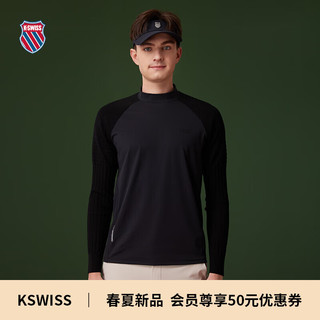 盖世威（K·SWISS）24年春季针织套头立领长袖运动T恤男百搭修身显瘦上衣1010013 008正黑色 M