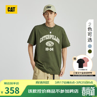 CAT卡特24春男士休闲山系印花设计短袖T恤 暗绿色 S