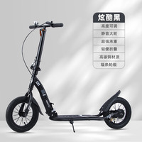 天智星儿童踏板车两轮滑板车6-18以上大童青少年两轮双折叠代步车上班校 磨砂黑辐条轮(打气筒+车筐)