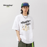 MMOPTOP 纯色重磅短袖T恤男士夏季卡通印花宽松休闲上衣M0020白色XL XL（130-150斤）