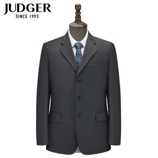 庄吉（Judger）纯色羊毛西服套装上衣 商务休闲男士上班职业正装西装抗皱毛料 深灰色 180/108C