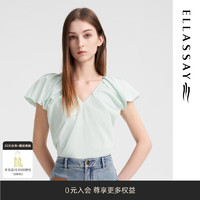 歌力思（ELLASSAY）2024夏季薄荷曼波法式上衣短衬衫春日约会女EWB352B00100 浅青绿 S