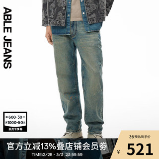 ABLE JEANS【直筒滑板裤】24春季男士裤子弹力全长牛仔裤男 浅黄泥蓝 34/34