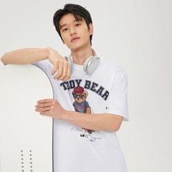 JACK&JONES 杰克琼斯 泰迪熊短袖T恤男情侣同款圆领短袖T恤男装夏季