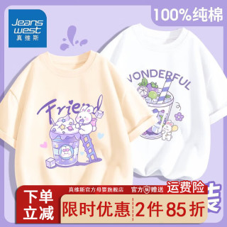 上衣中大童卡通夏装短袖2024儿童纯棉吸汗t恤 xc2件夏季纯棉短袖dgr16