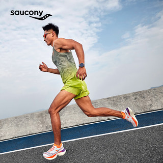 Saucony索康尼啡翼跑鞋男24年春夏全掌碳板跑鞋专业马拉松竞速跑步鞋 白红 46
