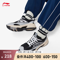 LI-NING 李宁 羿星LITE丨经典休闲鞋男鞋2023止滑耐磨撞色运动鞋子AGCT235 黑色/迷雾灰-3 39