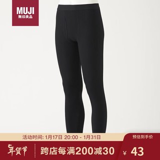 MUJI 無印良品 无印良品（MUJI） 男式 使用了棉的冬季内衣保暖秋裤修身长紧身裤   黑色9A 男式M