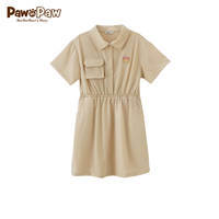 PawinPaw卡通小熊童装23年夏女童衬衫领收腰A字型连衣裙 Beige米色/35 140