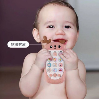 薇欧漫婴儿手机模型 硅胶 可咬婴儿玩具宝宝可咬牙胶机幼儿音乐充 小马可咬手机（海雾蓝） 电池版挂绳