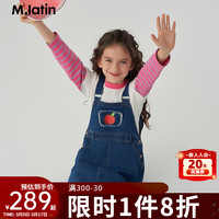 M.Latin/马拉丁童装儿童裙子24春新款女大童苹果印花水洗牛仔背带裙 牛仔蓝 1