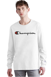 Champion 网球穿搭美国champion春秋男女圆领刺绣秋长袖T恤打底衫单穿