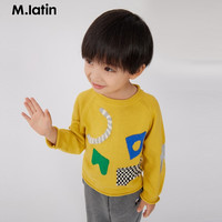 M.Latin/马拉丁童装儿童针织衫23冬装男童小童贴布毛衣 中黄 90cm