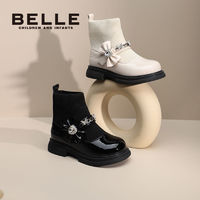 BeLLE 百丽 女童袜靴秋冬季防滑英伦风洋气百搭时装靴短靴