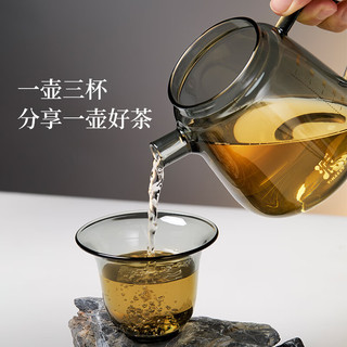 哲品派杯玻璃茶壶茶水分离泡茶壶套装一壶三杯快客杯便携整套茶具礼盒 龙年珍藏 黑色 1件