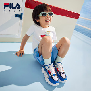 FILA 斐乐 儿童童鞋2024夏季小童男童跑步鞋儿童复古跑鞋 厚呢蓝-PC 28码(内长17.5cm)