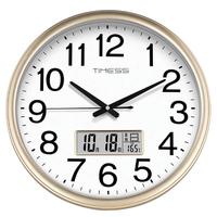 TIMESS 钟表挂钟客厅静音钟挂墙日历家用时尚新款时钟石英创意