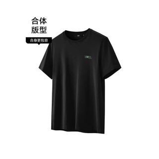 HLA海澜之家短袖T恤男24凉感短袖男夏季HNTBW2W176A 黑色CX 170/88A M125~136斤