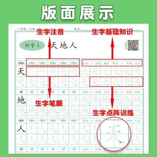 一年级下册练字帖 小语文一年级下册同步练字帖笔顺笔画练字纸同步课本专项练习