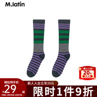 M.Latin/马拉丁童装儿童袜子24春女童配饰精梳棉拼色条纹长筒袜 绿色条 100