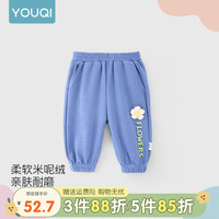 优奇女童裤子春秋装2024花园裤小童长裤女宝宝外穿休闲长裤早春季 蓝色 73cm