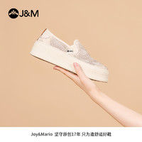 J&M 快乐玛丽 乐福鞋女2024春季新款时尚透气懒人一脚蹬厚底防滑松糕鞋