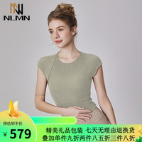 NLMN瑜伽上衣女短袖普拉提专业训练紧身显瘦跑步运动衣 绿色 M