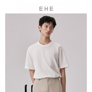 EHE男装2024春季长绒棉日本弹力丝混纺文艺时尚宽松短袖T恤男 白色,尺码：XL